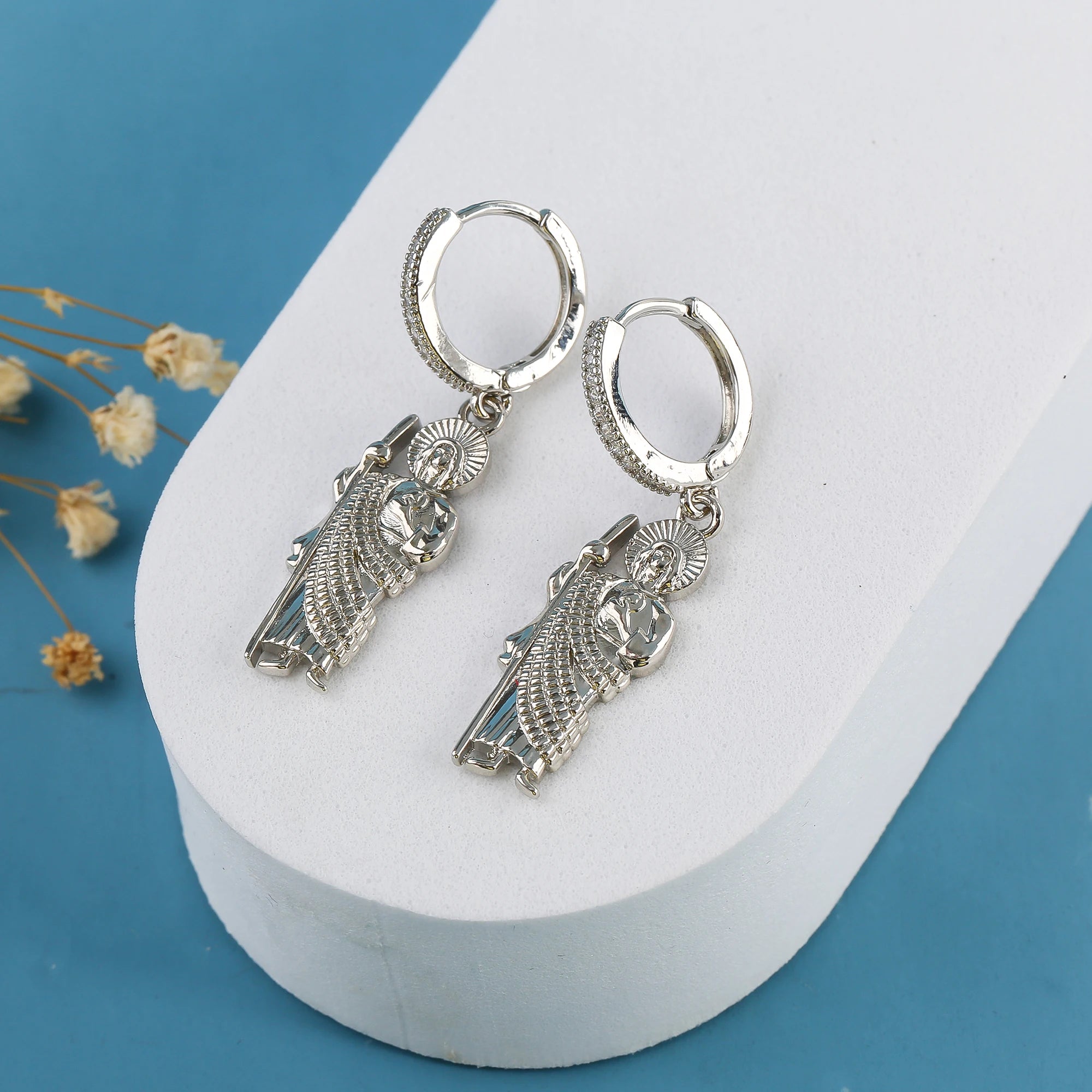 High Quality Shiny Zirconia St. Jude Drop Earrings New Fashion for Women Girls Religious Jewelry Birthday Gift Accessories Qme Earrings 4