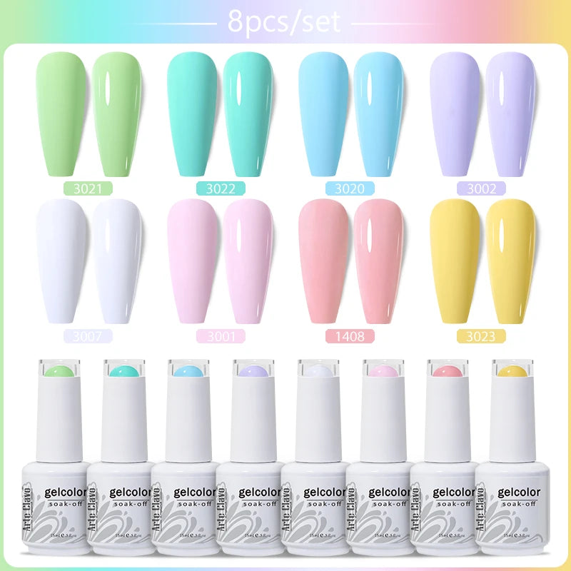 Arte Clavo 4 6 8 Gel Nail Polish Art Soak Off UV Colorful Semi