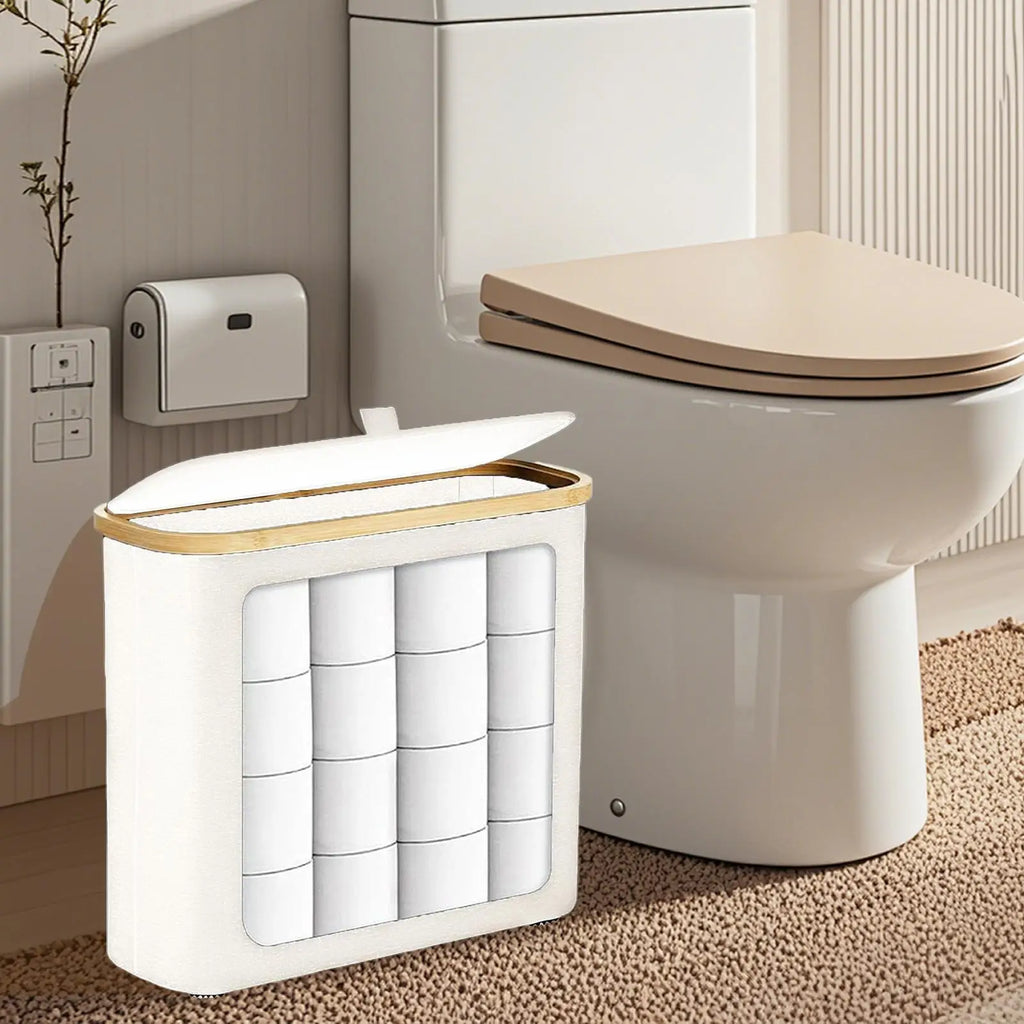 Toilet Paper Organizer Clear Bathroom Large Container Lid Tissue Qme