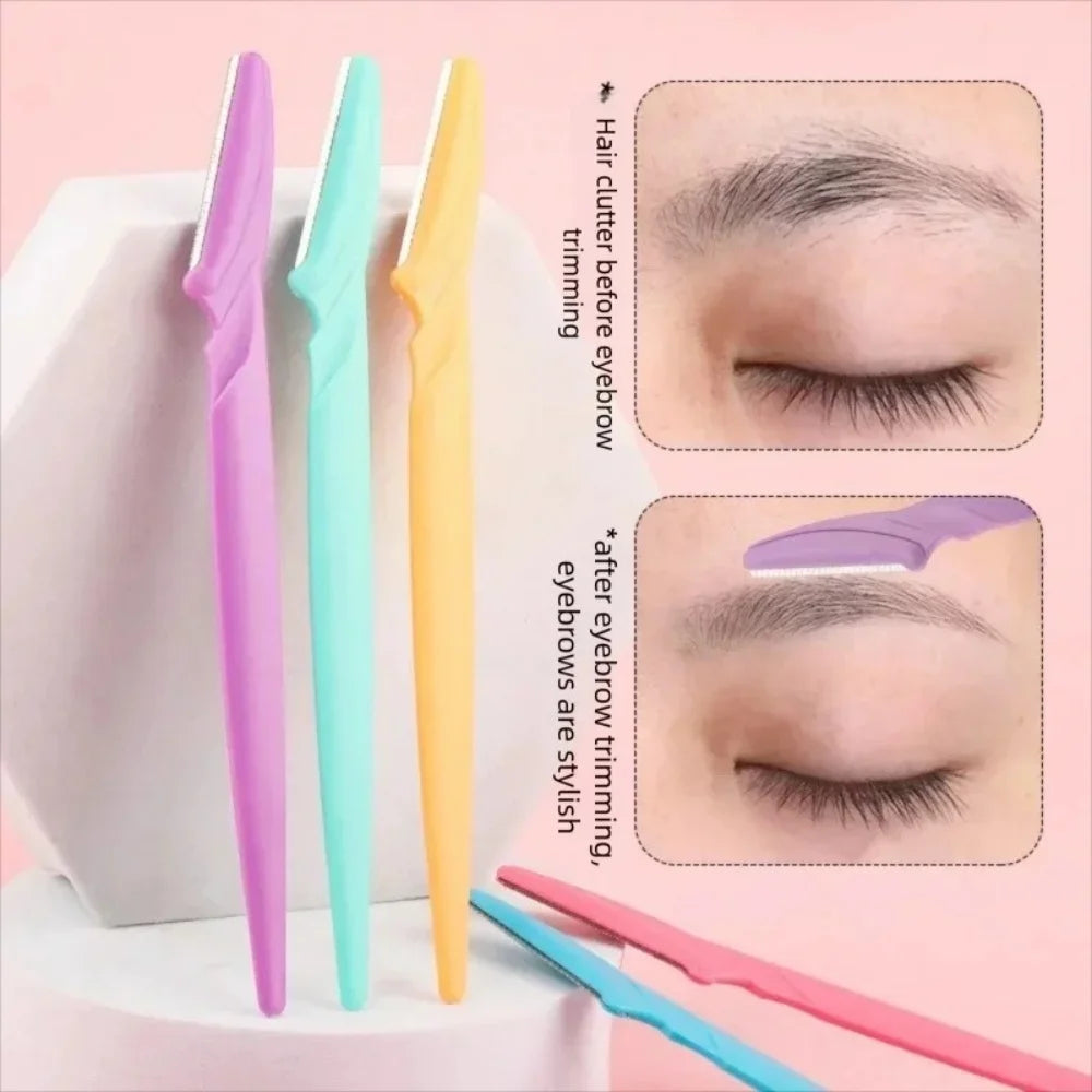 3pcs Eyebrow Trimmer Makeup Tools Safe Eye Brow Razor Face Body Hair Removal Shaver Blades Woman Eyelash Eyebrows Shaping Knife Qme