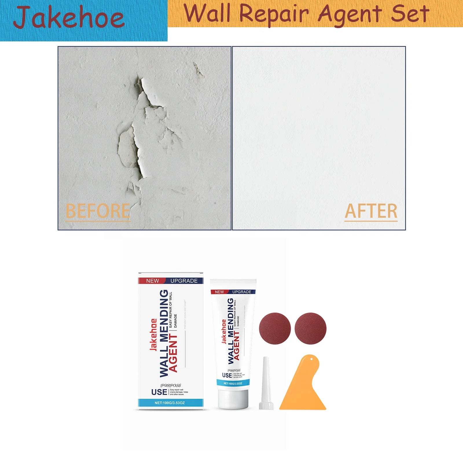 100g Household Wall Repair Kit for White Wall Stains Graffiti Renovation Paint Peeling Crack Filler Agent Qme