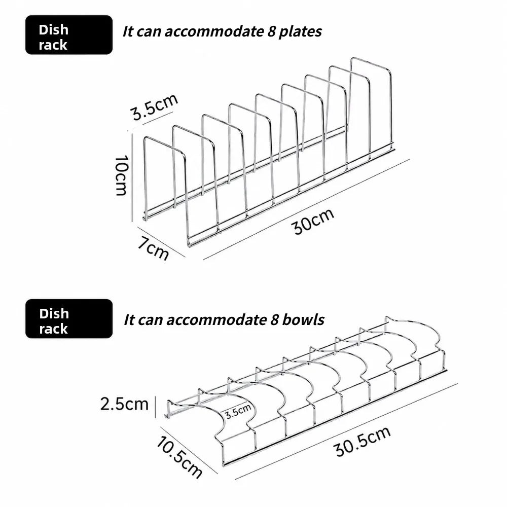 Household Kitchen Stainless Steel Dish Drainer Organizer Multipurpose Silver Storage Rack For Plates Bowls Saving Counter Space Qme