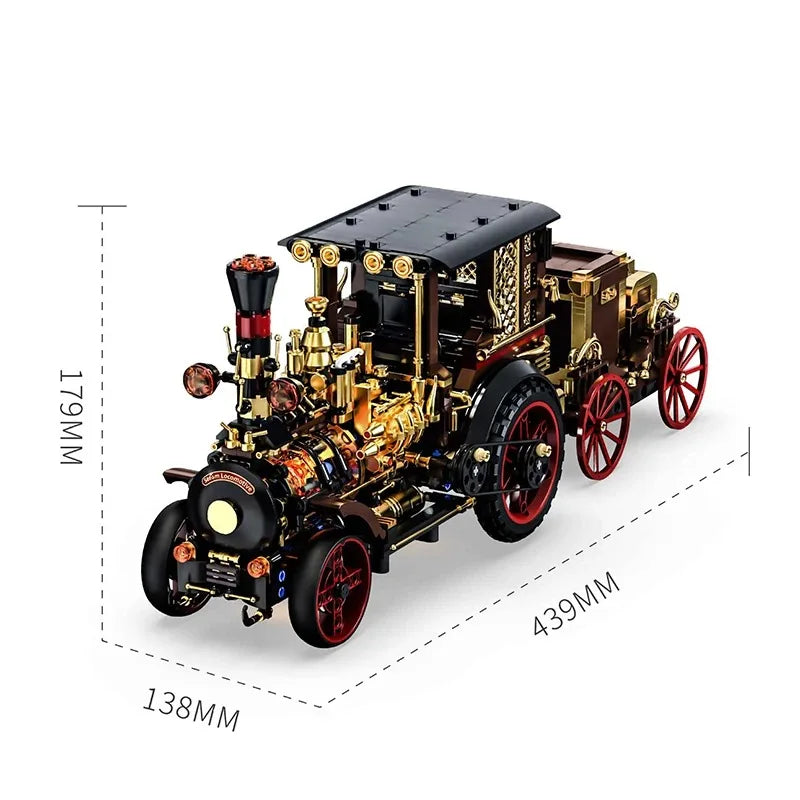 Diy Vintage Mechanical Steam Car Building Blocks Model City Retro Steam Punk Vehicle Desktop Decoration Bricks Toys Adults Gifts Qme