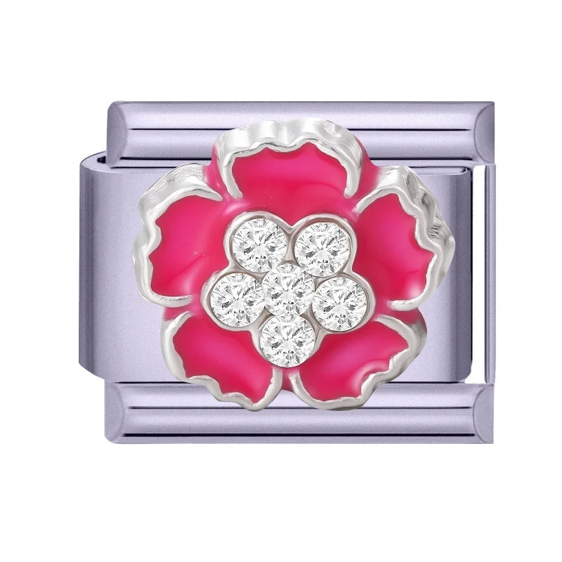 Fashion Zircon Bow Butterfly Cute Rabbit Italian Charms Links DIY Stainless Steel Bracelet Accessories Women Jewelry Making Gift Qme Style 14