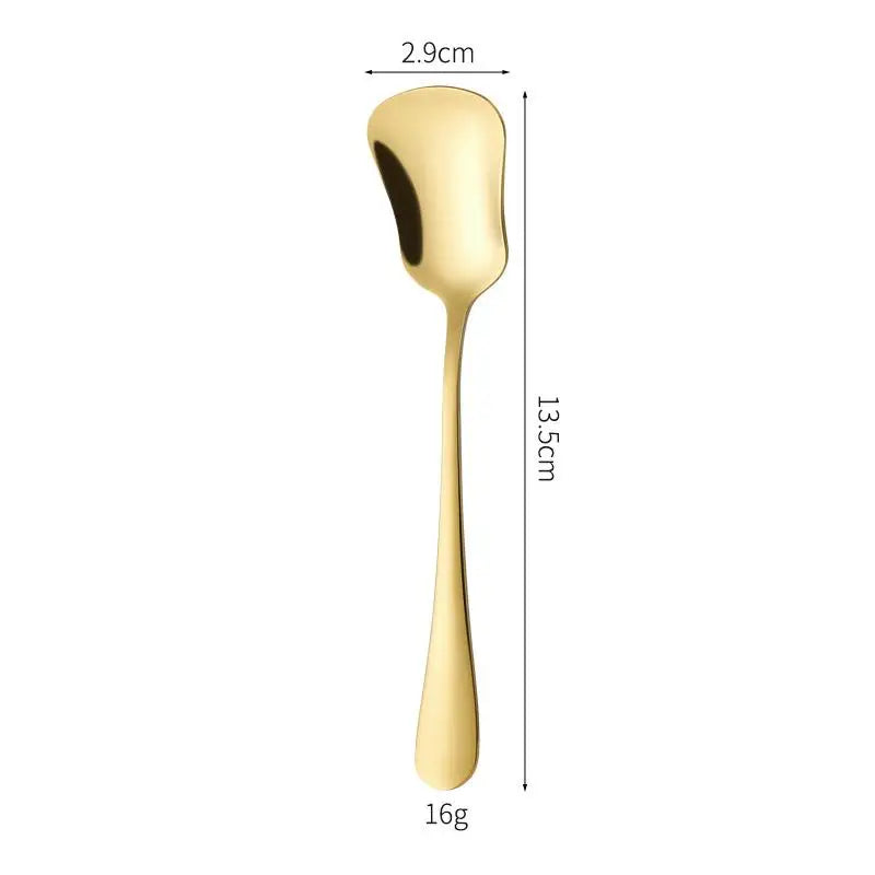 Dessert Spoon Stainless Steel Stirring Spoons Gourd Spoon Cake Salad Spoon Luxury Tableware Gift Small Spoon Qme Gold
