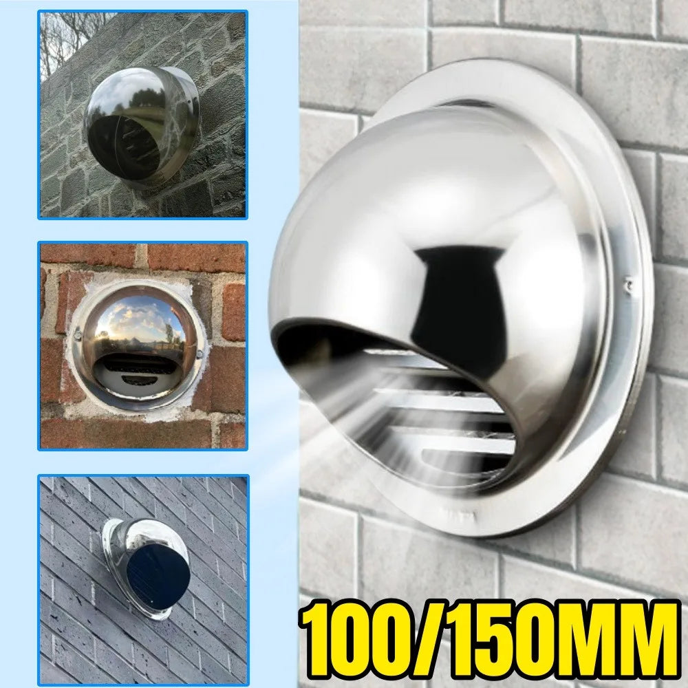 Stainless Steel Vent Ducting Ventilation Exhaust Grille Cover 100/150mm Round Waterproof Heating Cooling Air Ceiling Vents Cap ﻿ Qme