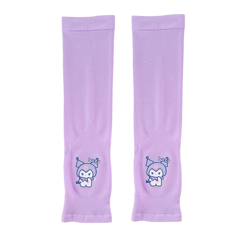 Hello Kitty Kuromi Sun Protection Arm Sleeves Breathable Cooling Arm Sleeves for Students UV-Protective Puff Sleeves Qme