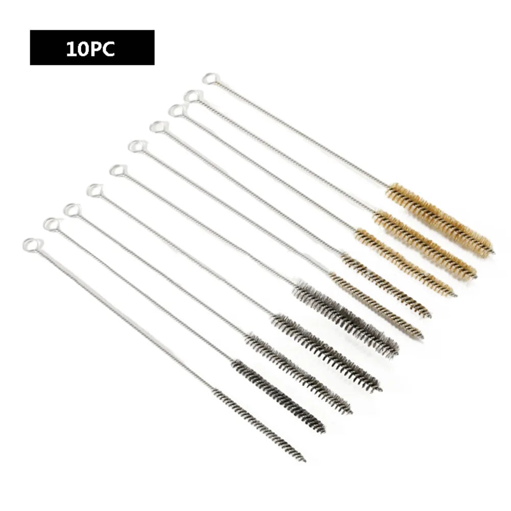 5/10pcs Cleaning Brushes Stainless Steels Brass Cylinder Wire Tube Pipe Cleaning Brushs For Power Drill Descaling Rust Removal Qme 10pcs brushes