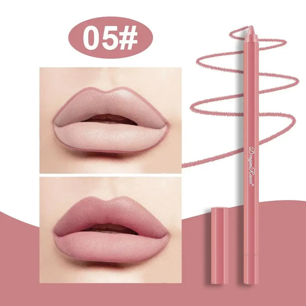 12 Colors Foaming Lipliner Durable Waterproof Soft Mist Lipstick Pen Gentle Pink Brown Purple Colors Matte Lip Contouring Pencil Qme 5
