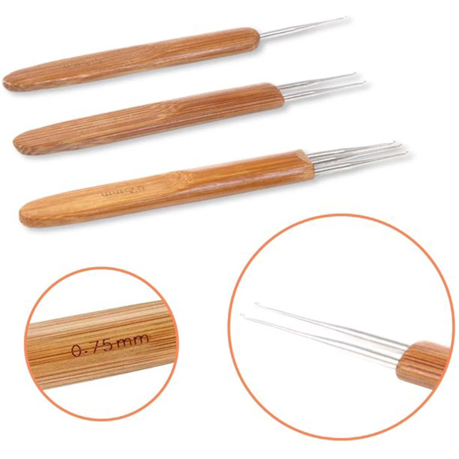 Dreadlock Crochet Hook Tool Braid Hair Dreadlocks Needle Weaving Crochet Hook Bamboo Handle Multifunction Sewing Tools Qme