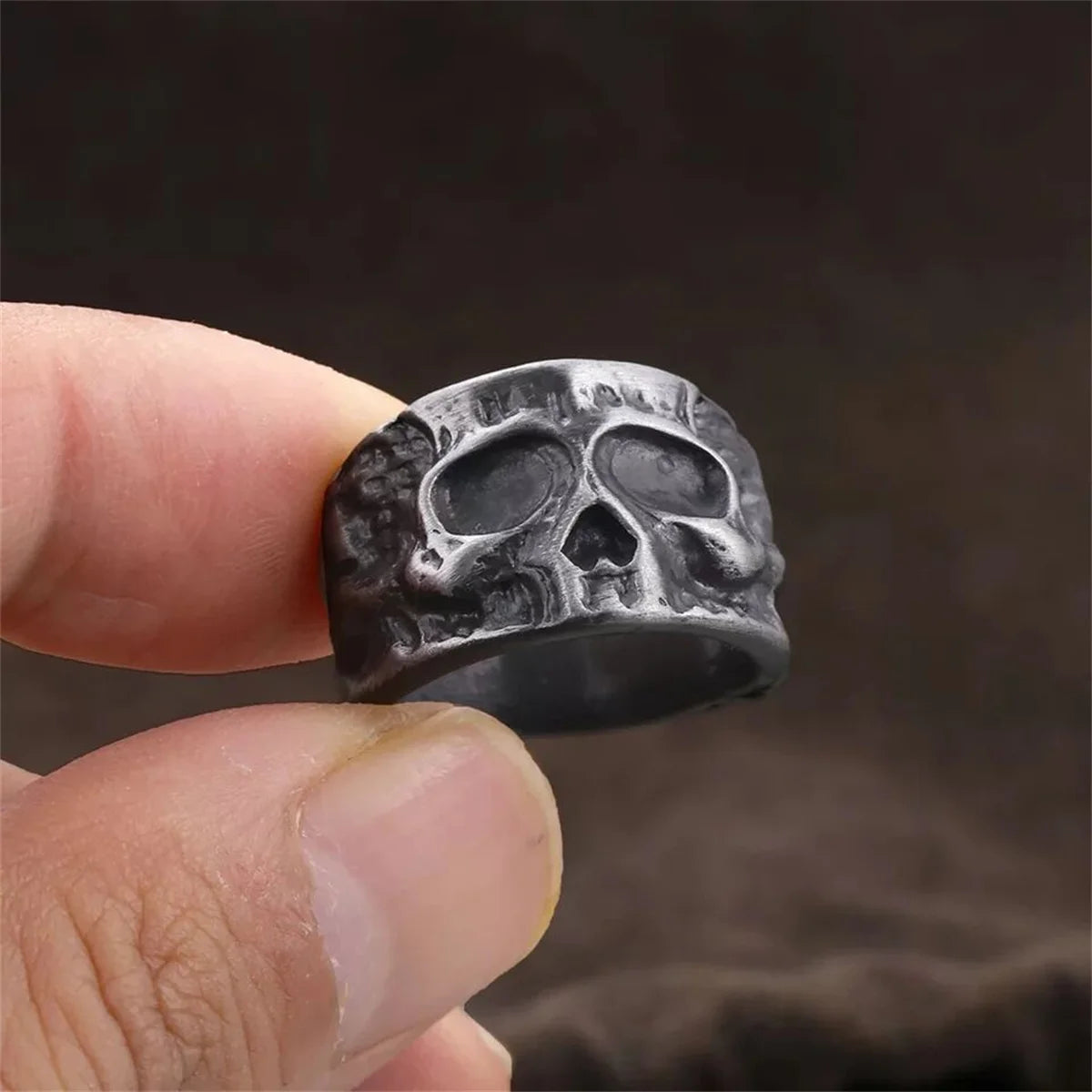 Retro Half Face Skull Ring For Men Vintage Punk Gothic Rock Hiphop Ring Bikers Accessories Handmade Designer Jewelry Unisex Gift Qme 1 13