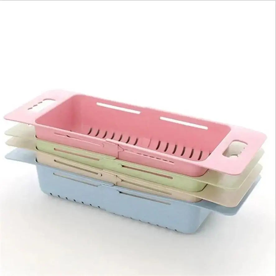 Adjustable Dish Drainer Sink Drain Basket Washing Vegetable Fruit Plastic Drying Rack Kitchen Accessories Storage Organizer Tool Qme