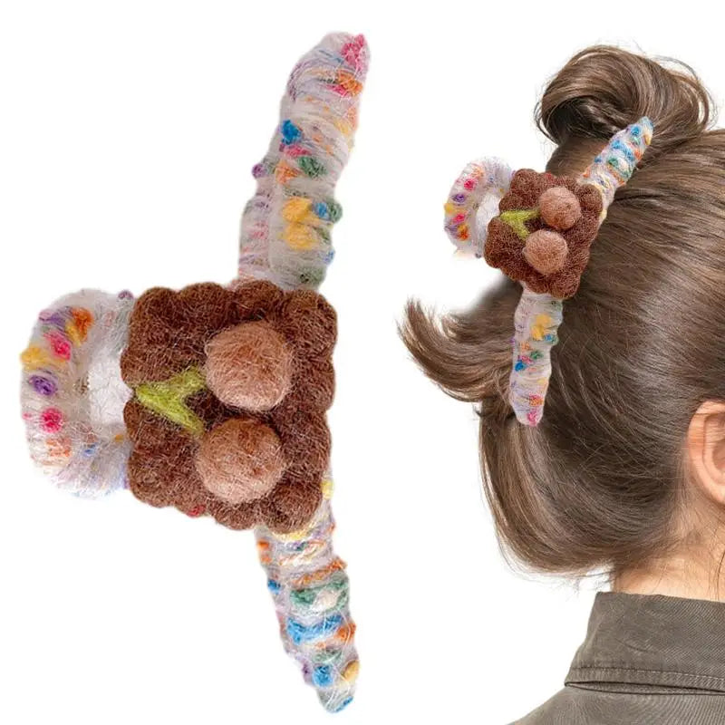 Autumn Hair Clips Plush Shark Claws Large Barrettes Crab Claw Faux Qme