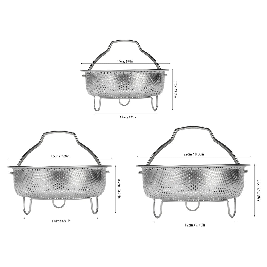 Steam Basket 304 Stainless Steel Rustproof Ergonomic Steaming Rack User Friendly Foldable Handles for Home Kitchen Rice Cooker Qme