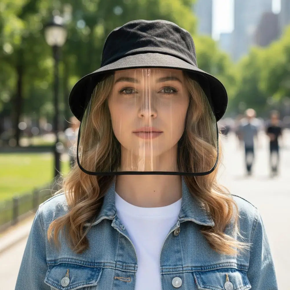 Dust-proof Windproof Cap Stylish Bucket Hat Protective Face Mask Men Qme