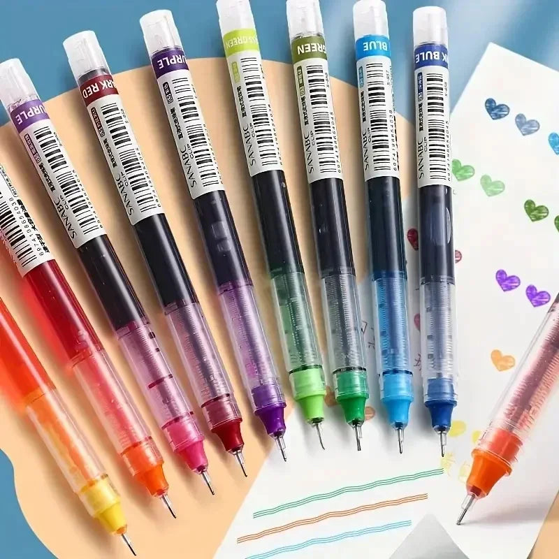 10PCS High Quality Needle Type Gel Pens Black Blue Red Ink Straight Liquid Pen Kawaii Stationery School & Office Supplies Qme