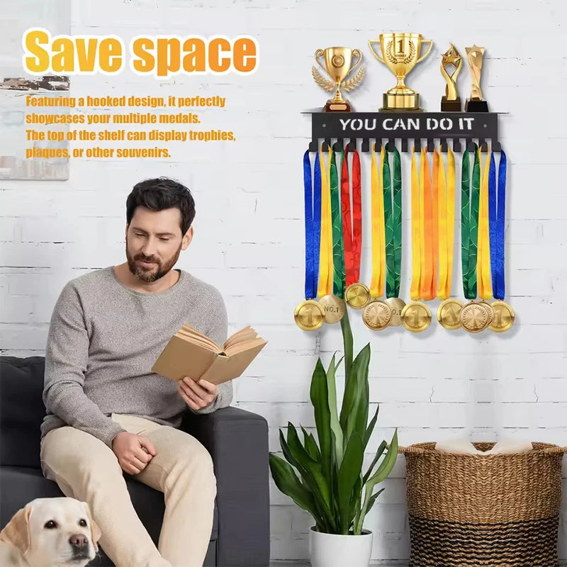 Medal Display Rack Metal Hanger Holder Wall Mounted Large Capacity Qme