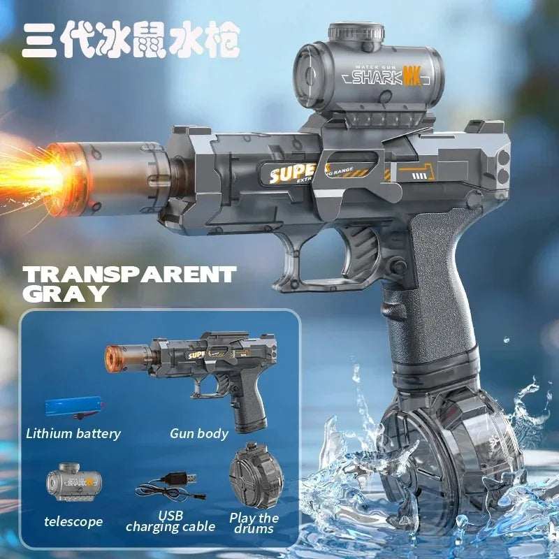 Simulated Firing and Recoil Electric Water Gun Toys Children Automatic Sensor Lights Water Pistol Summer Outdoor Beach Kids Toy Qme Multicolor