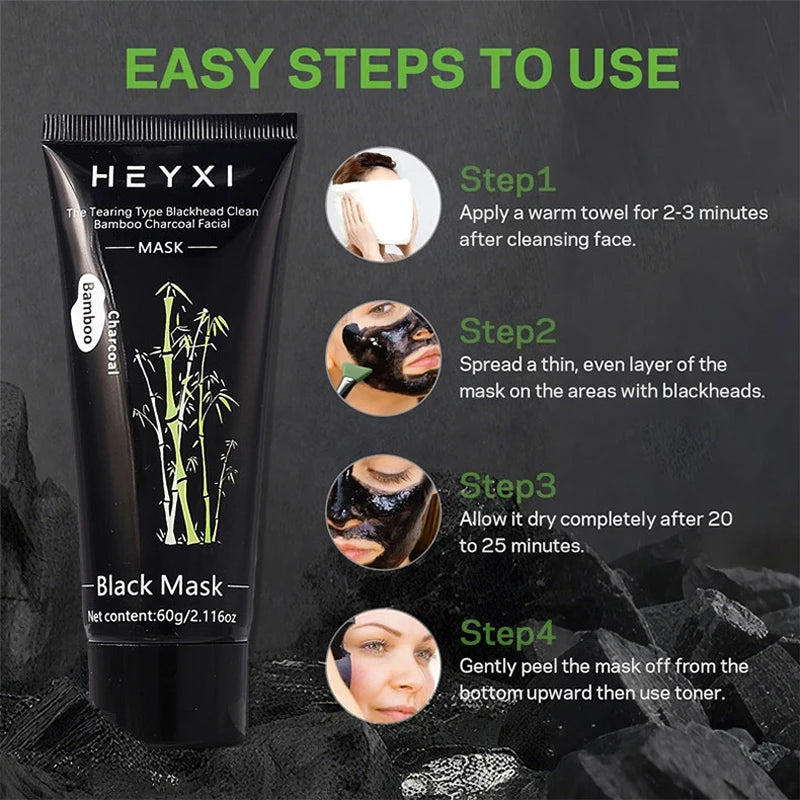 Bamboo Charcoal Tear Off Facial Mask Clean Skin Cool Control Oil Qme