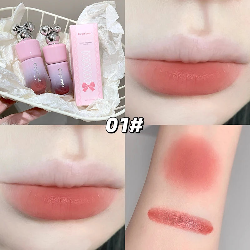 Gege Bear Cute Bow Lip Glaze Matte Velvet Clay Long-lasting Qme GX1359-01
