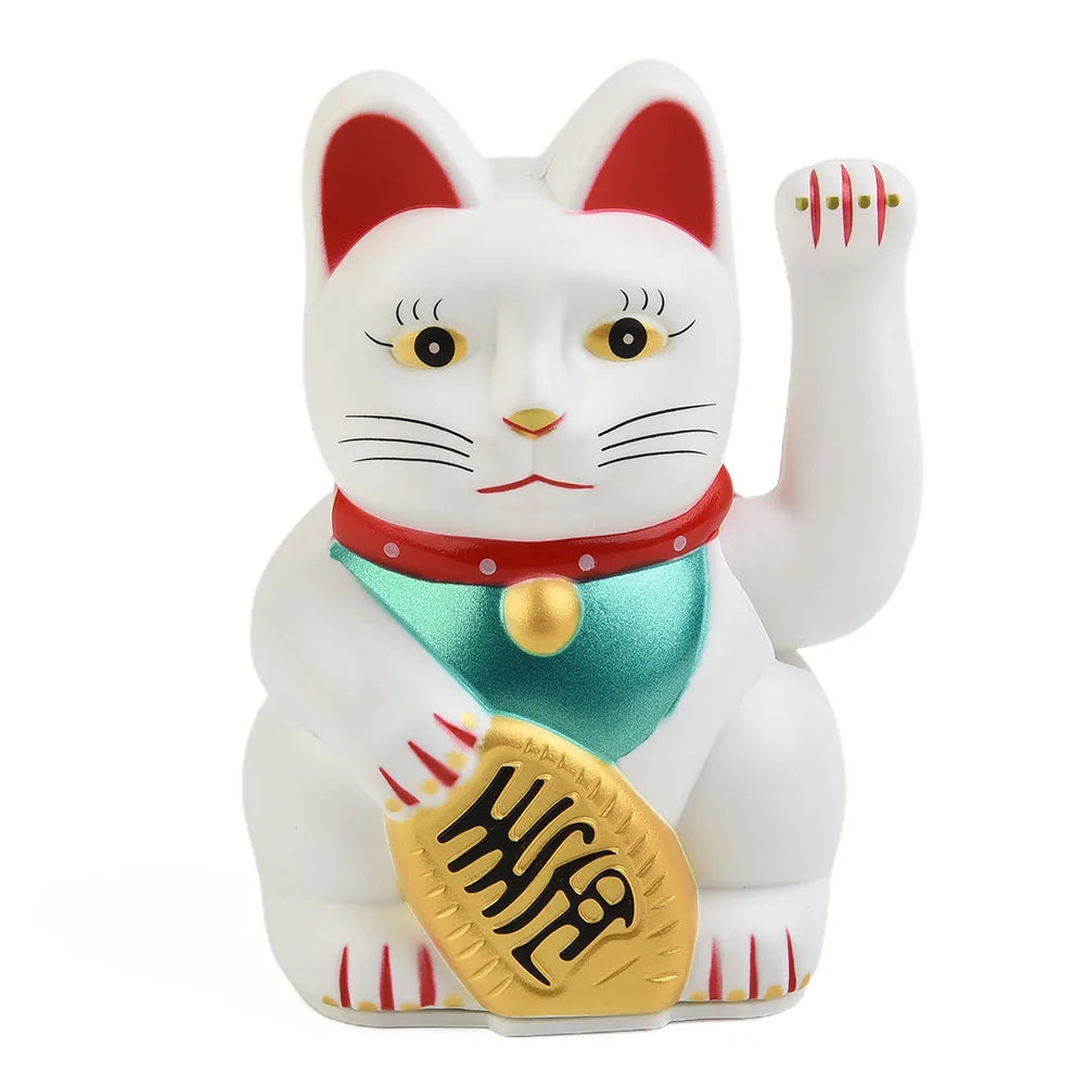 Feng Shui Beckoning Cat Chinese Electric Waving Fortune Lucky Cat New Store Opening Gift Waving Kitty Decor Room Shop Decoration Qme White