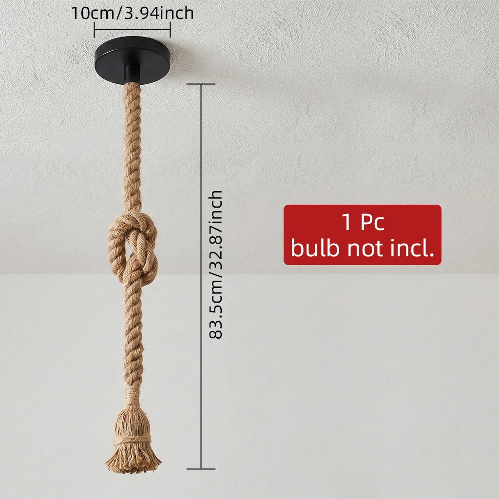 Vintage Hemp Rope-DIY Decor Items Retro Ceiling Pendant E27 Base Loft Industrial Hanging Lamp Pendang Light Home Qme black
