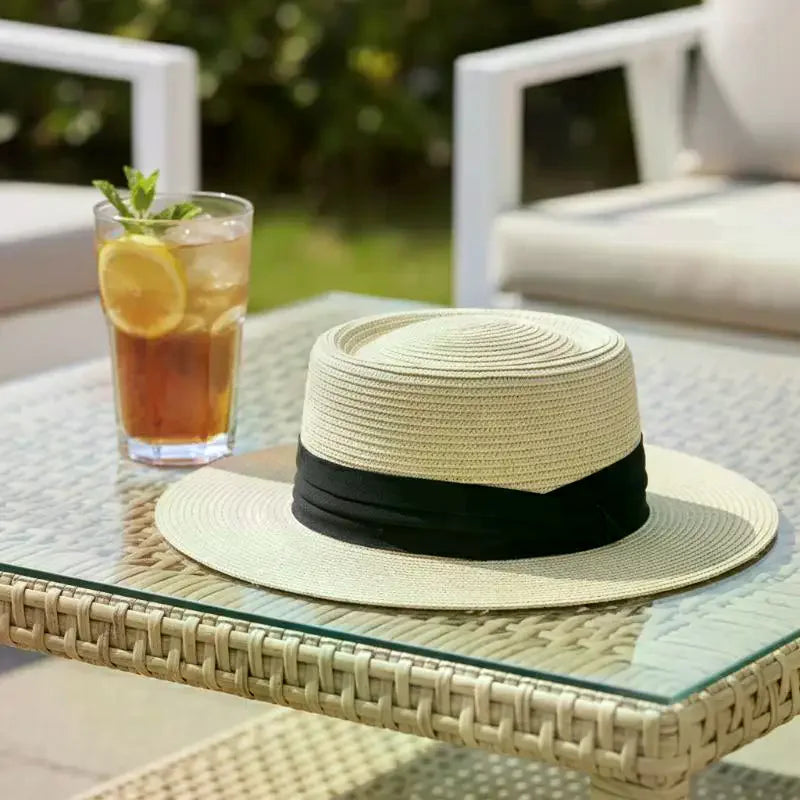 High-quality Wide-brimmed Panama Straw Hat Beach Trips Summer Sun Qme