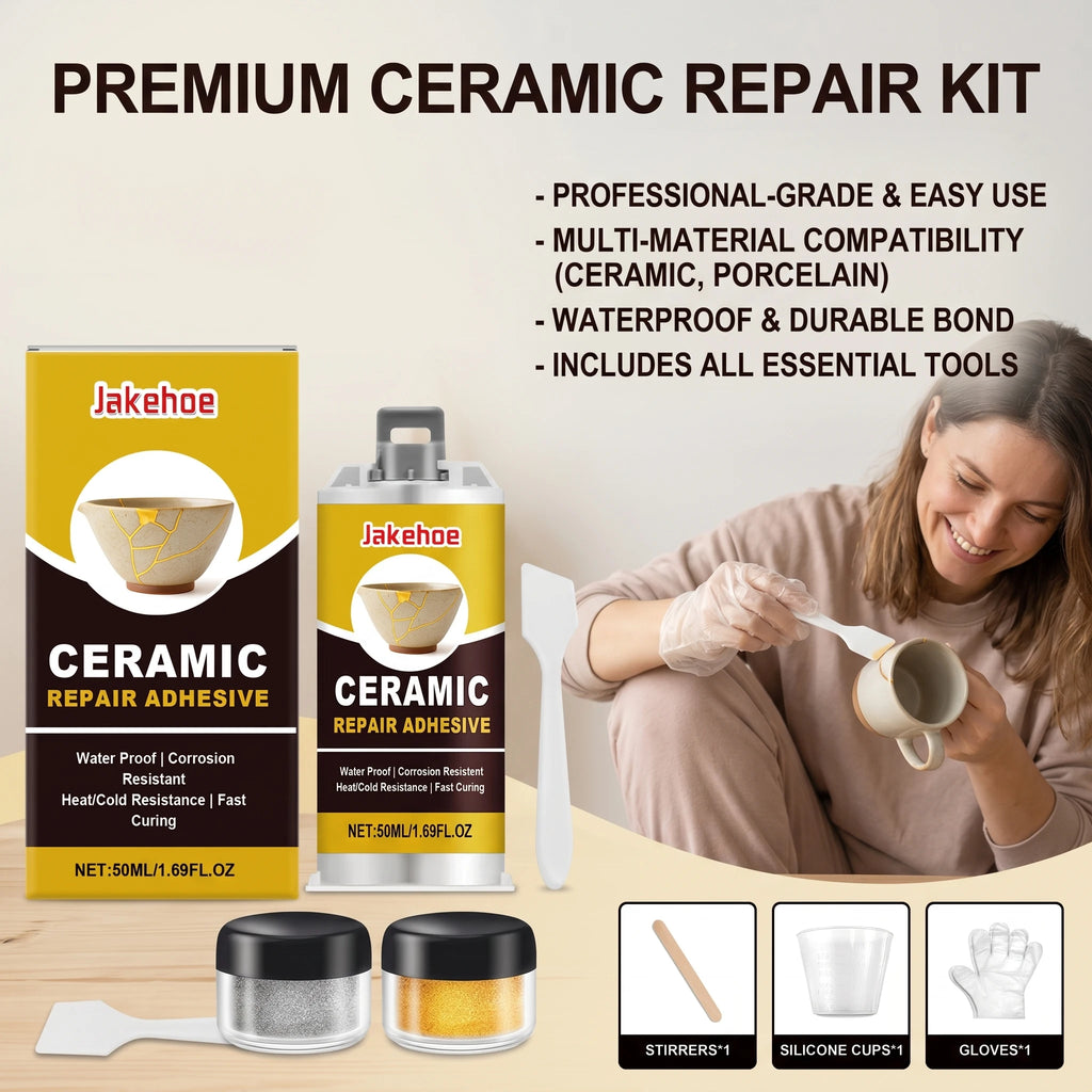 Ceramic Repair Adhesive Kit Repair Ceramic Glass Beautify Cracks Heat & Cold Resistant Fast Curing Waterproof Crack Repair Glue Qme