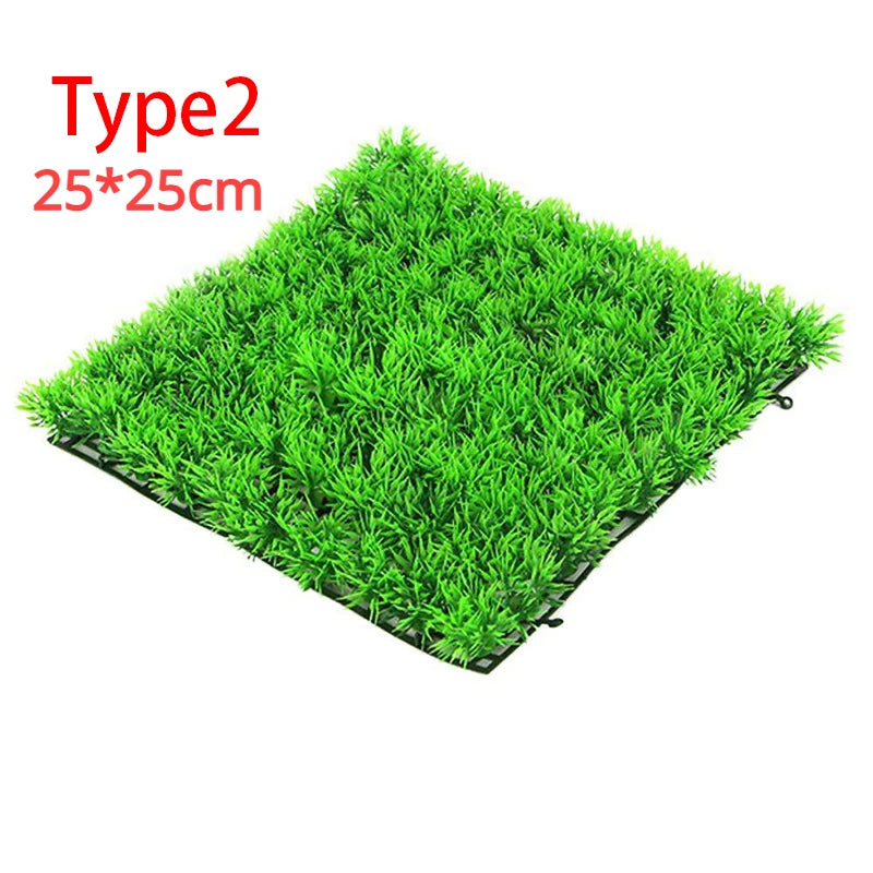 Artificial Green Grass Plant Lawn Turf Aquatic Aquarium Fish Tank Decor Fake Moss Aquarium Ornaments Aquarium Supplies Qme Type 2 2pcs