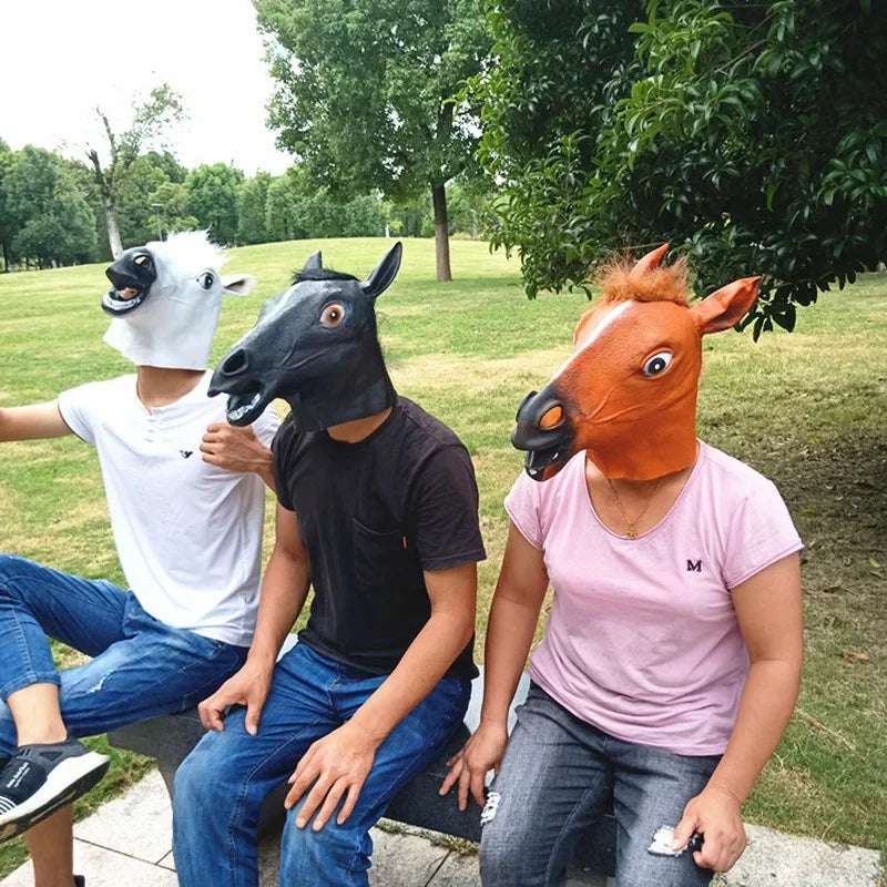 Horse Head Mask Cosplay Costume Party Funny Halloween Headgear Qme