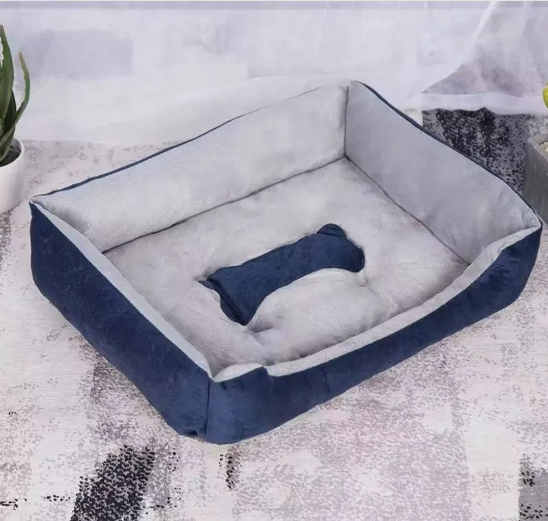 Classical Pet Mat Fashion Dog Kennel Bed House Breathable Cotton Soft Cat Nest Dog Warm Bed for Small Medium Dog Qme dark blue 50x40 cm