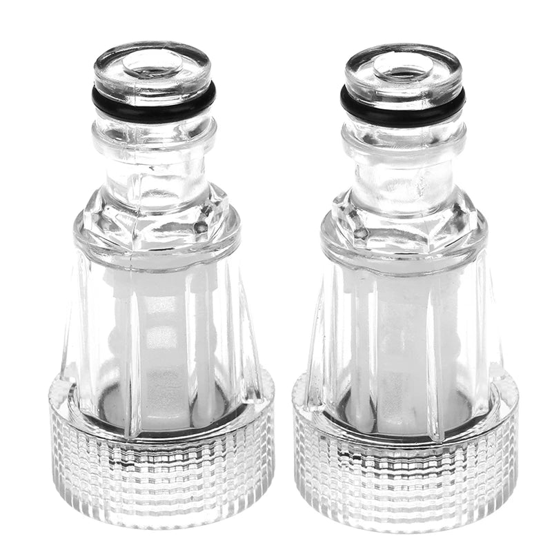 2Pcs High Quality Transparent Plastic Female 25mm Thread Quick Connector with Filter Faucet Adapter Faucet Joint. Qme 2PCS