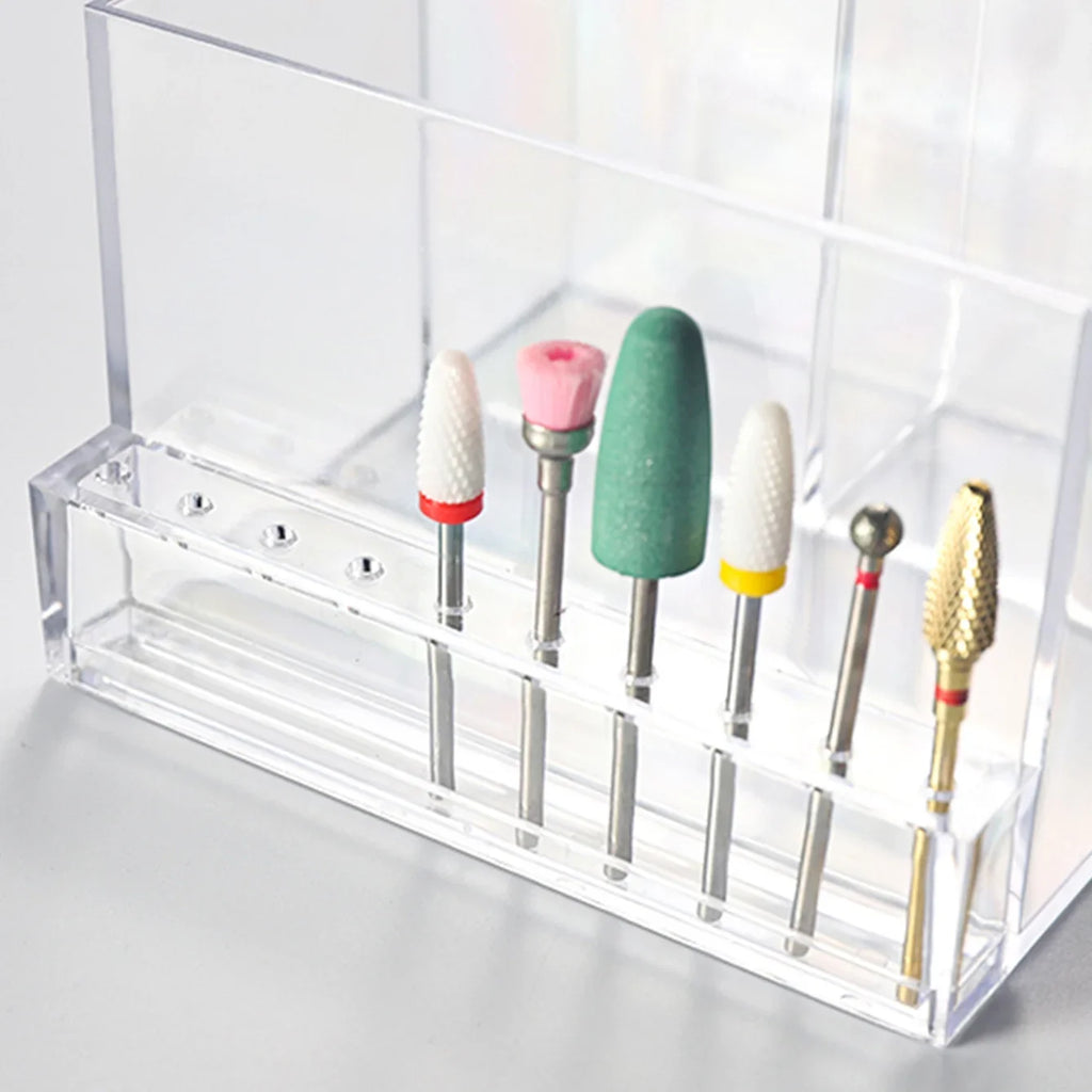 1pc, Transparent Multifunctional Nail Polisher Storage Rack, Nail Polishing Bit Storage Rack Qme