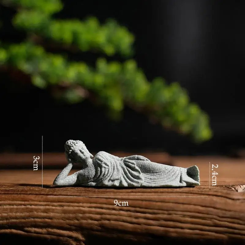 Mini Thai Green Sandstone Figurine Buddha Desk Decor Office Zen Qme A1