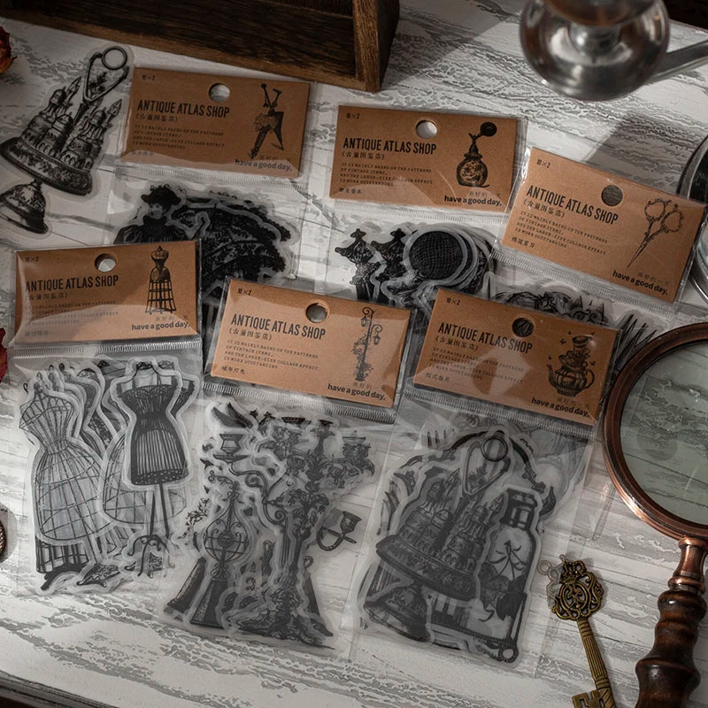 20 pcs INS Vintage Antique Pictorial Diy Decorative Scrapbooking accessories material Stickers pack junk journal supplies Qme