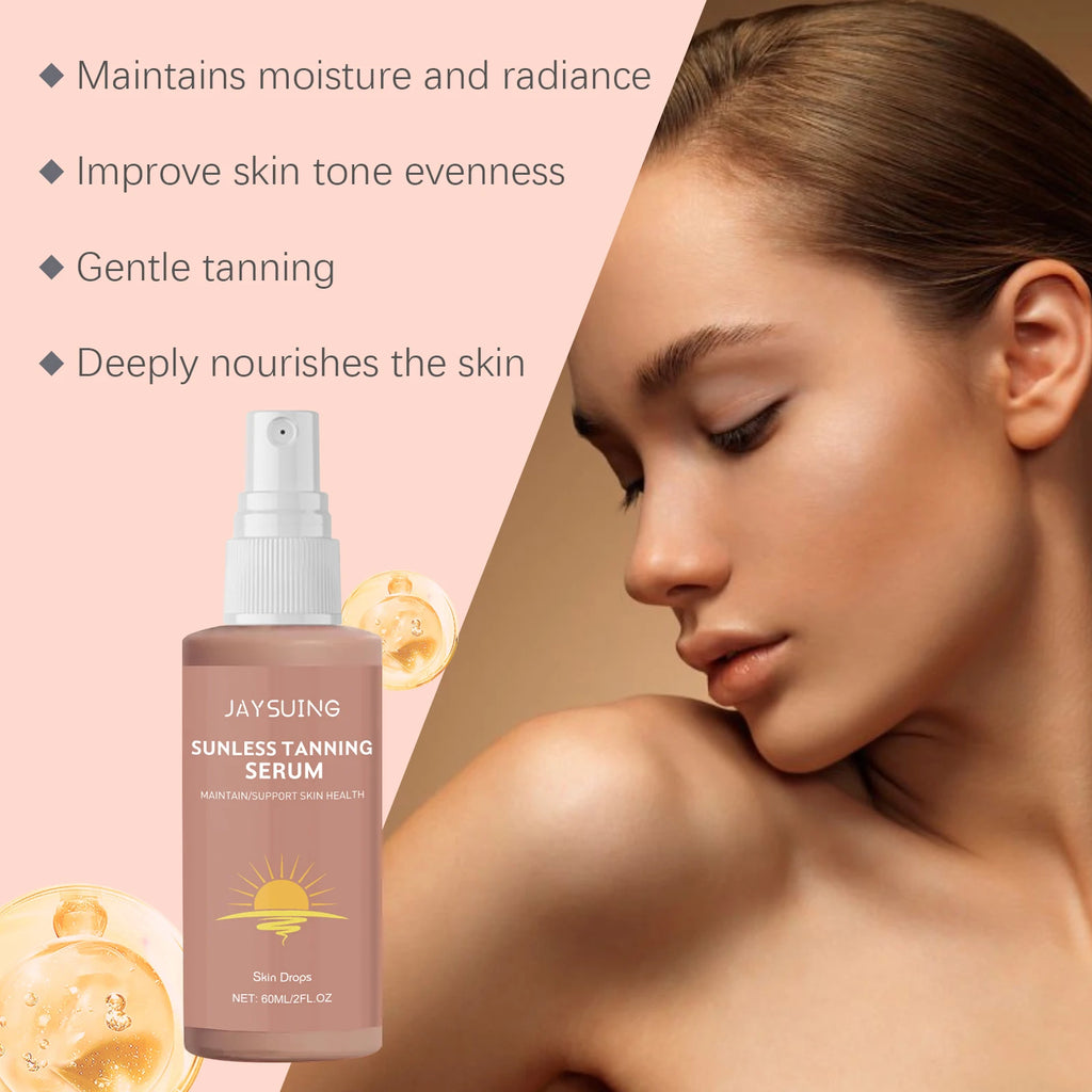 Herbal Self Tanning Essence Spray Sunless Tanning Enhance Skin Melanin Liquid Bronzer Natural Tanner For Body Face Nourishing Qme