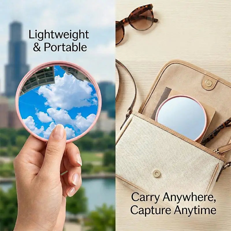 Portable Makeup Mirror Handheld Photography Mirrors Round Convex Qme