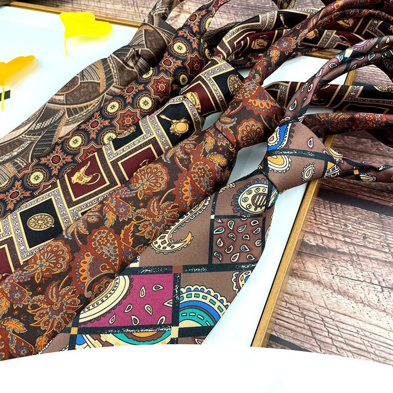 Fashion Men Tie Flower Paisley Geometric Novelty Design Silk Qme