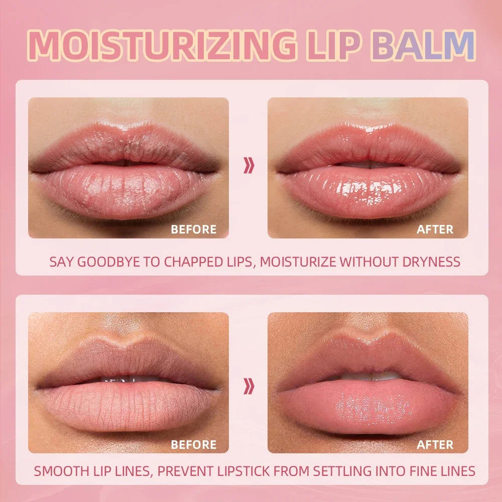 QIBEST Moisturizing Lip Butter Balm Makeup Sets Hydrating Lip Balm Plumping Lip Oil Glossy Glaze Nourishing Daily Care Lipstick Qme