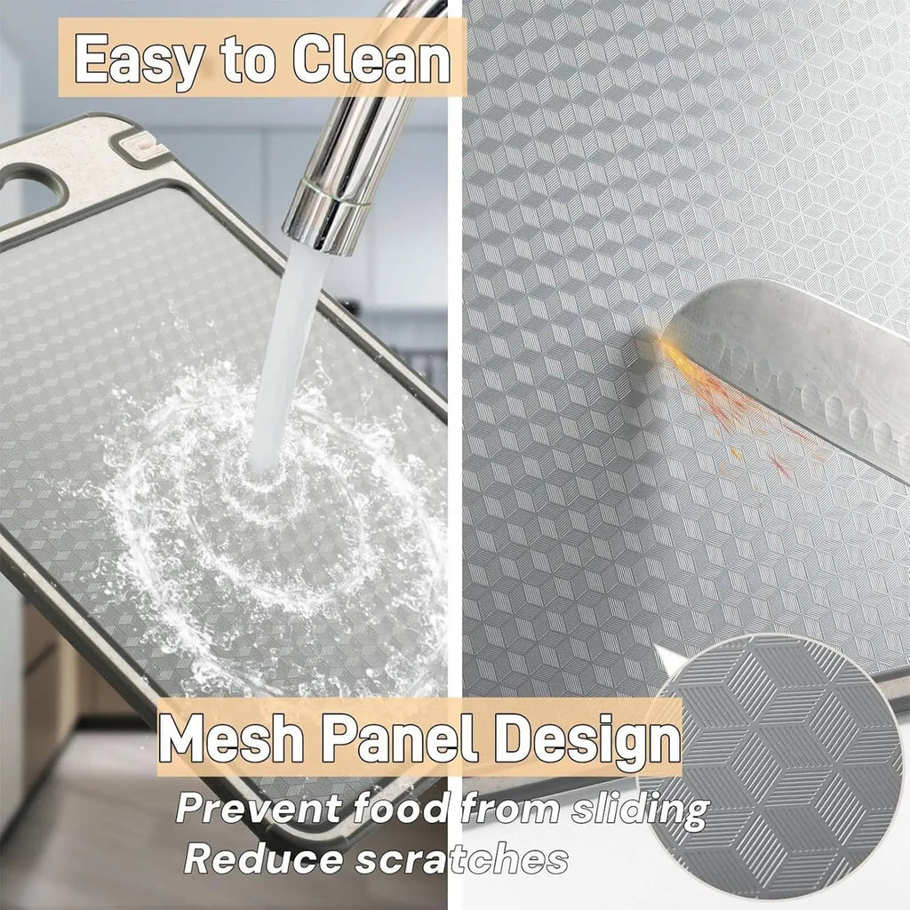 Double Sided Cutting Board Anti-scratch Stainless Steel Steak Cutting Board Kitchen Dining Tool With Handle For Home Restaurant Qme
