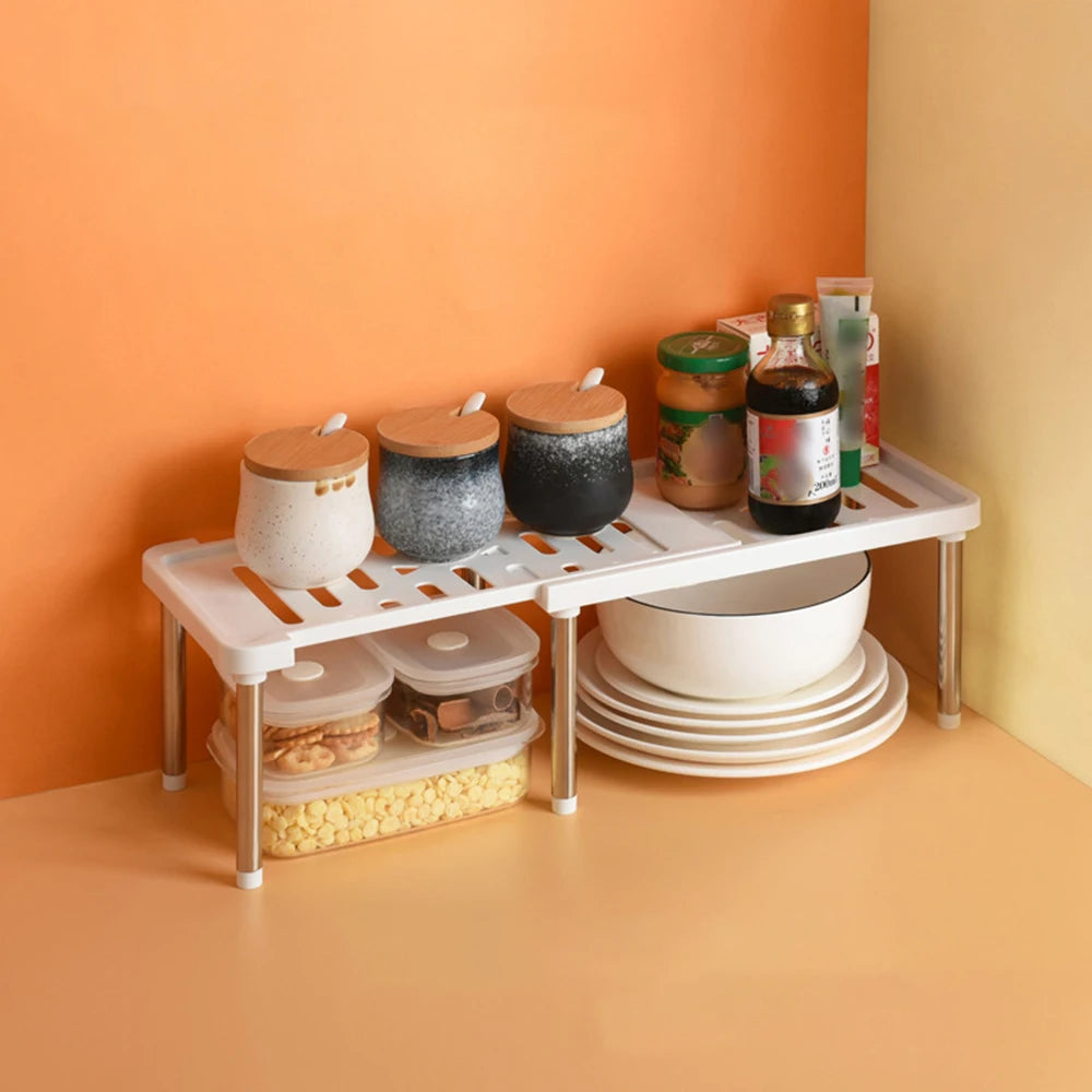 Spice Bottle Rack Storage Kitchen Spice Rack Retractable Cabinet Retractable Lengthened Drain Bowl Rack Home Organizer Qme