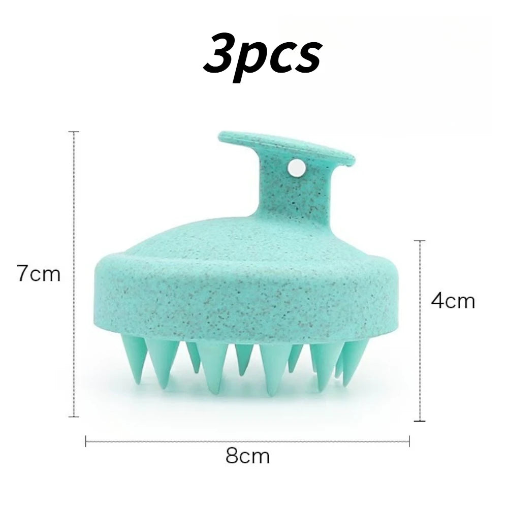 1/3pcs Soft Silicone Scalp Care Shampoo Brush Gentle Hair Washing Comb Shower Massager Home Salon Daily Hair Cleaning Tool Qme light green 3pcs