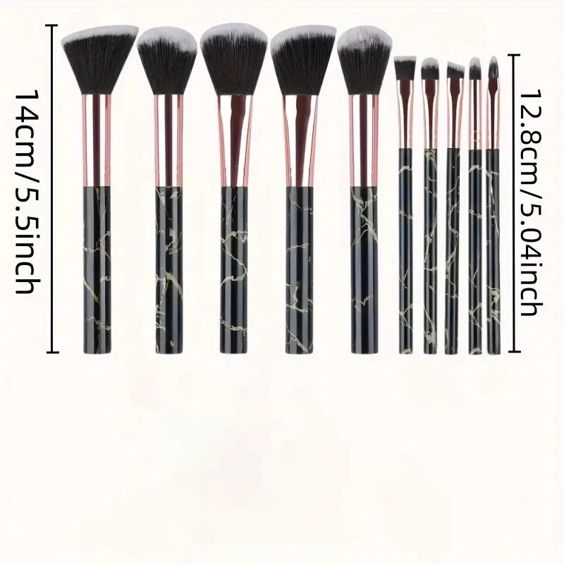 Marble Makeup Brushes Premium Synthetic Kabuki Foundation Blending Qme