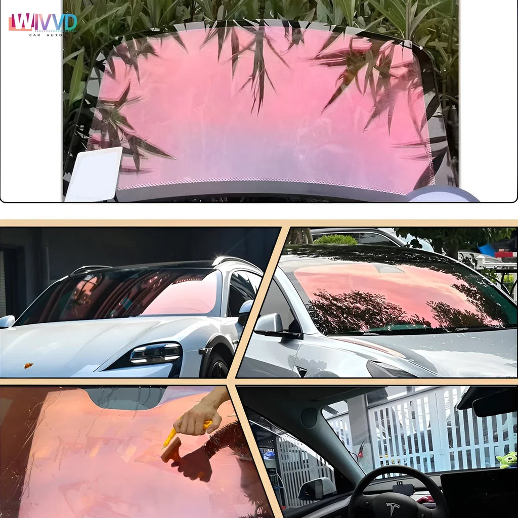 Solar Tint Film Ghost Rose Red Chameleon VLT78% Windscreen Foils Car Front Rear Window Tint Windshield Protection Qme