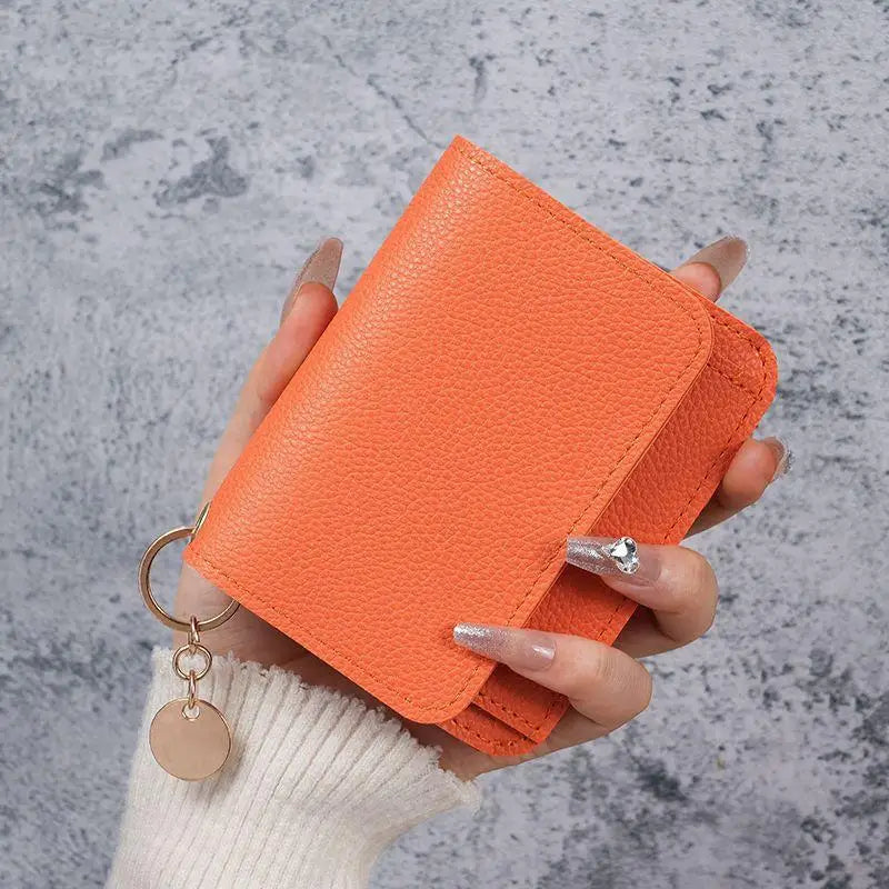 Korean Version Women's Coin Purse Short Fashion Multifunctional Qme Orange