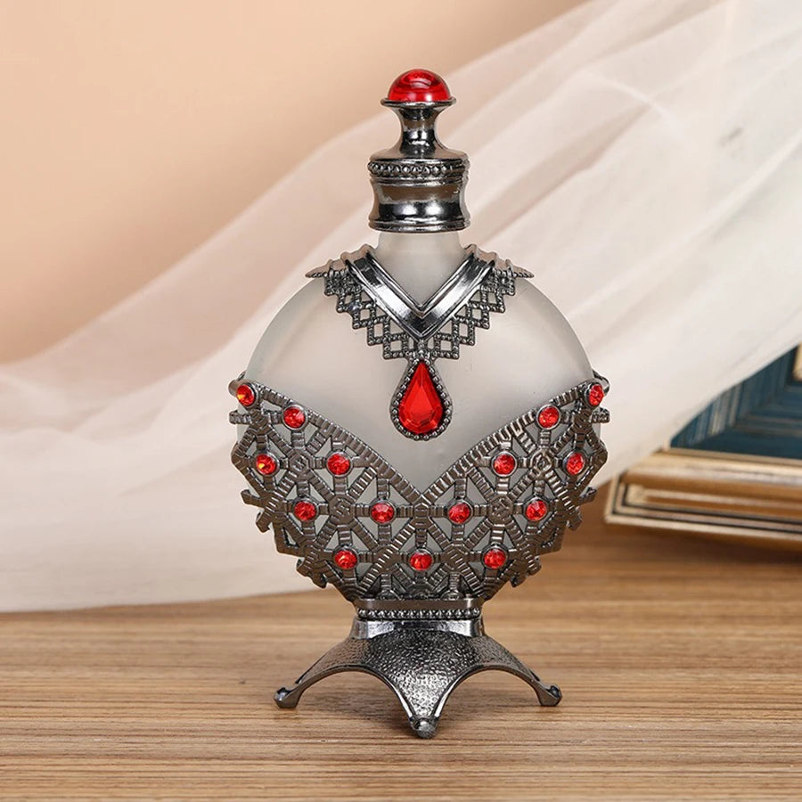 Crystal Rhinestone-encrusted Perfume Bottle Set, 30ml & 10ml Refillable Essential Oil Glass Dropper Bottles, Women's Accessories Qme Black 10ML