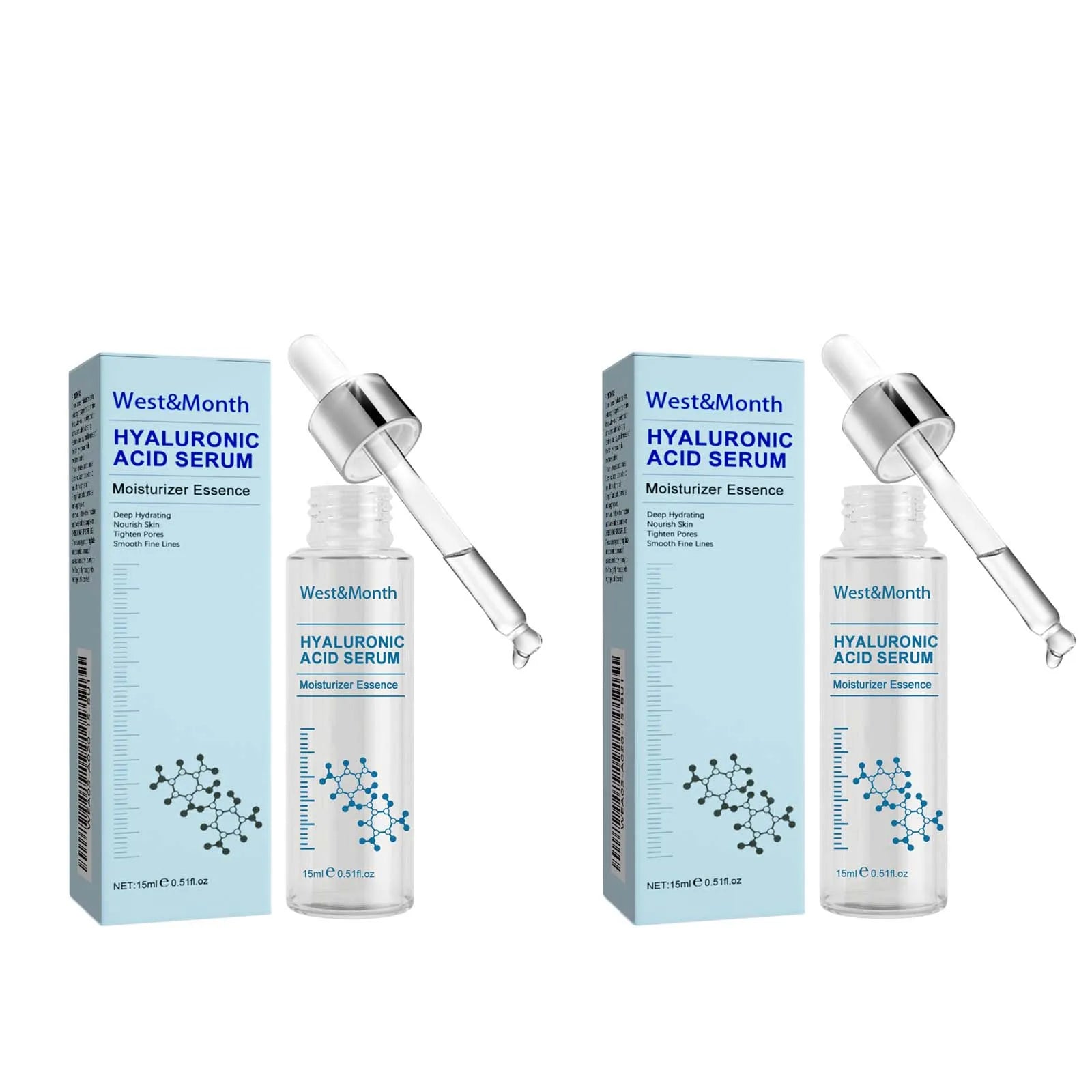 Hyaluronic Acid Facial Serum Fade Fine Line Wrinkle Shrink Pores Tightening Nourishing Deep Moisturizing Facial Skin Essence Qme 2 x 15ml Boxed