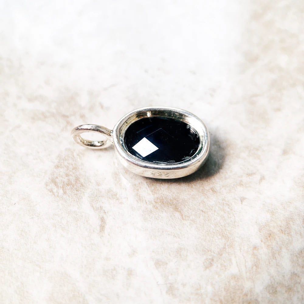 Pendant Oval Black Crystal Fashion Jewelry Europe Style 925 Sterling Silver Accessories Gift For Women Qme