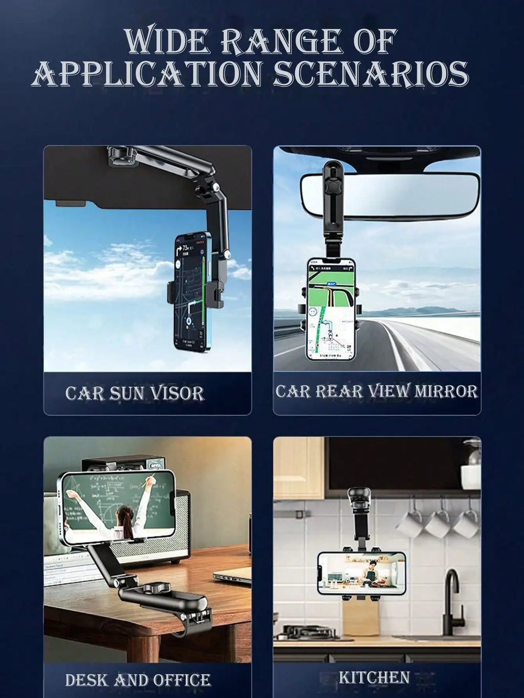 360 Degree Rotating Sun Visor Mobile Car Navigation Stand Universal Qme