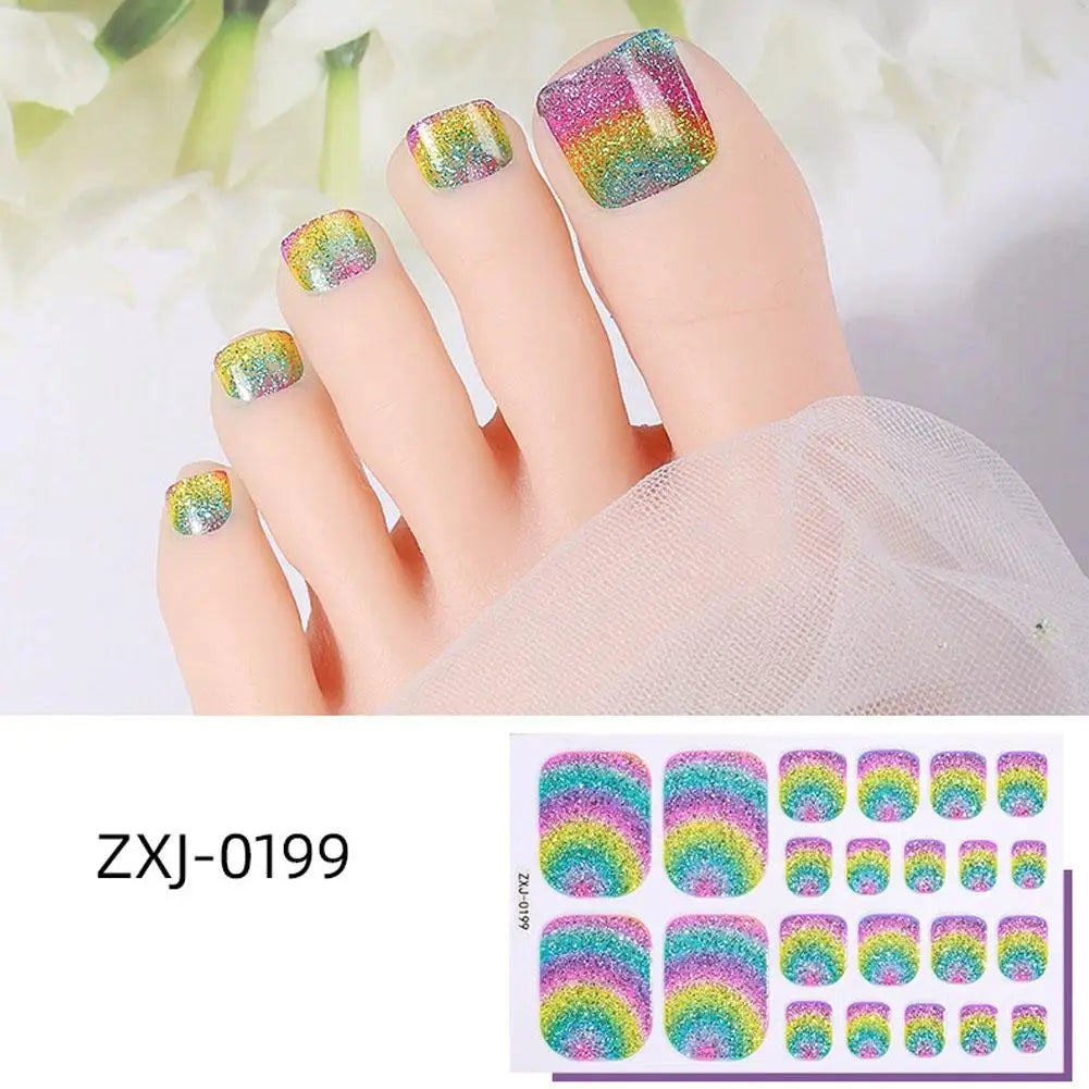 22 Srtips/sheet Toenail Semi Cured Gel Nail Wraps Long Lasting Full Cover Nail Gel Sticker Press on Nails Wraps Manicure Qme B CN